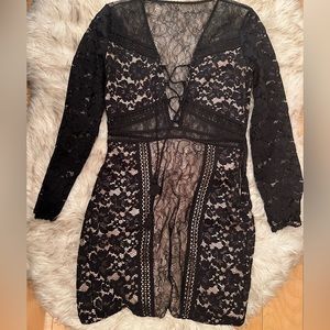 Black Nude Lace Dress